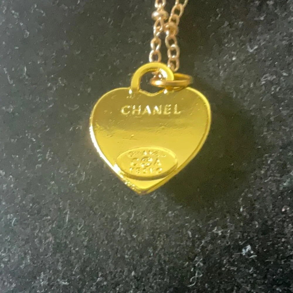 Charm CC Red Heart Pendant Necklace with Gold-Tone Logo